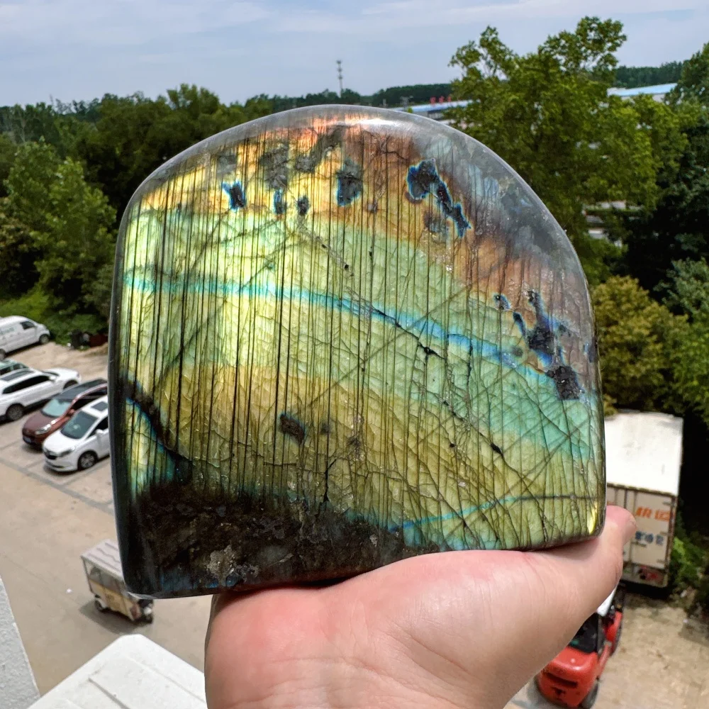 3.74KG Big Natural Labradorite Crystal Freeform Multicolored Light for Meditation Energy Feng Shui Witchcraft Room Decor