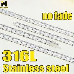 4mm Asscher 361L Stainless Steel Bracelet Tennis Chain Zircon Iced Out For Men Women Fashion Hip Hop Jewelry Free Shipping