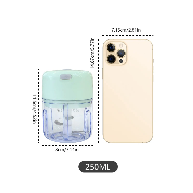 مفرمة لحم مفرمة ثوم صغيرة قابلة لإعادة الشحن سعة 250 مل، متينة وقوية، مناسبة لسحق الثوم والفلفل الحار والبصل واللحوم المفرومة والمكسرات والمزيد