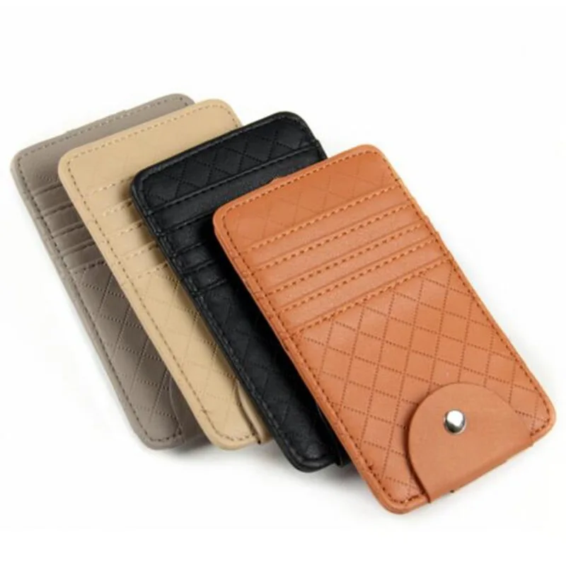 Car Sun Visor Point Organizer Storage Pocket Pouch Bag Card Glasses Storage Holder Car-Styling Leather Car Accessories Interior