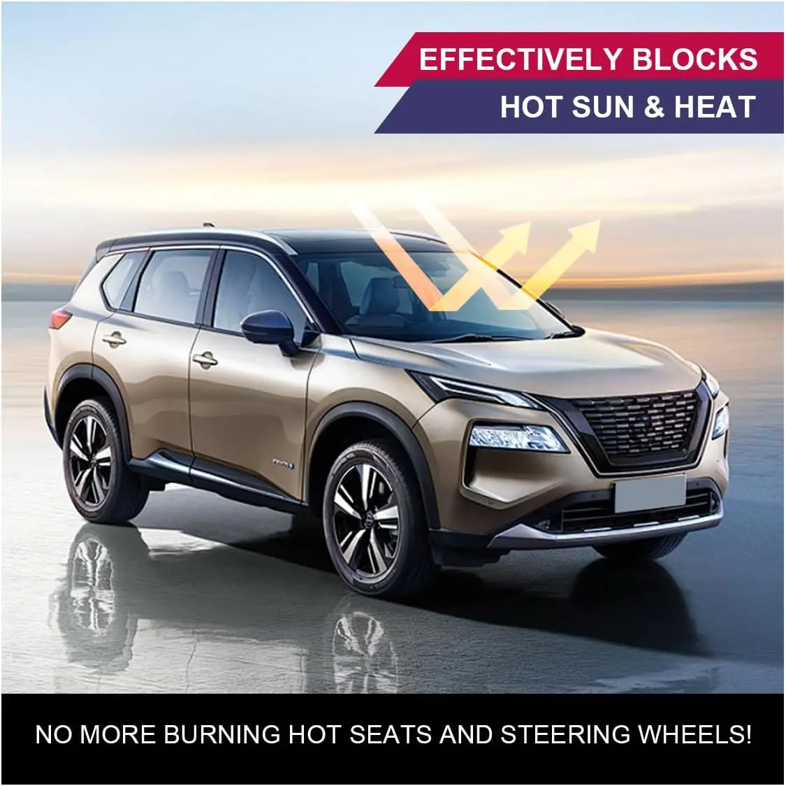 Car Windshield Sun Shade, Foldable Iridescent Car Front Window Sun Protector for Blocks UV Rays & Heat, Universal Vehicle Interi