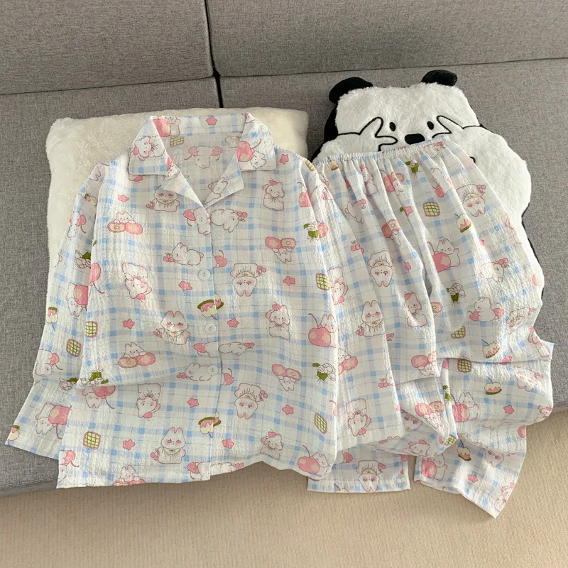 

Комплект пижам Hello Kitty из 2 предметов: хлопковая домашняя одежда, летний кардиган, детская пижама с мультяшным принтом, топ и брюки, весна-осень