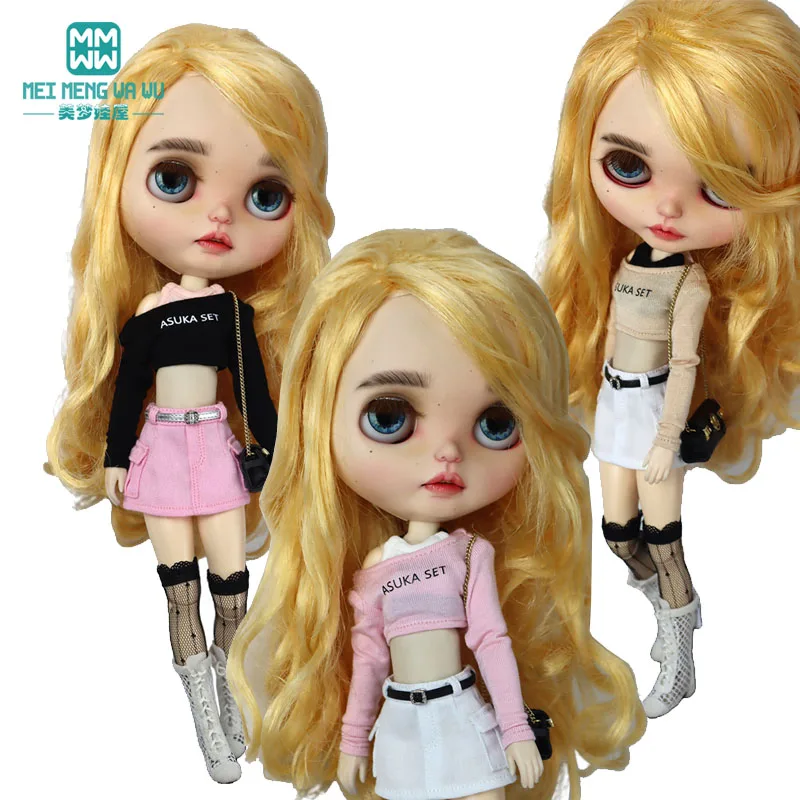 

Одежда для кукол, модные майки, мини-юбки, футболки, подходит для Blyth Azone OB22 OB24, аксессуары для кукол