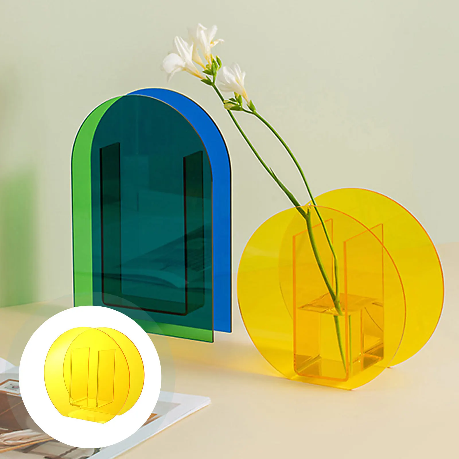 

Acrylic Vase Nordic Style Flower Container Home Office Decor Floral Arrangement Bottle Centerpiece Geometric Shaped Plant Pot