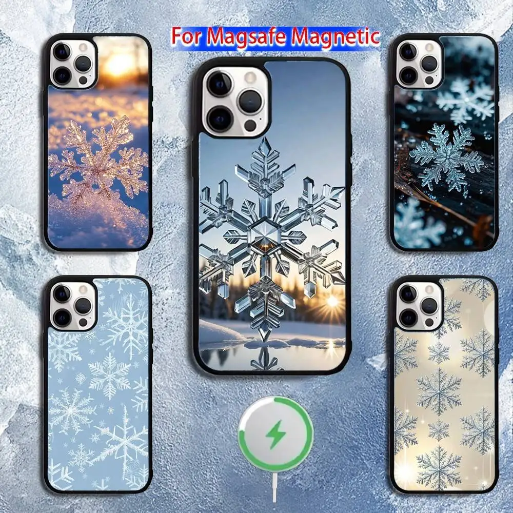 

C-Christmas S-Snowflakes Phone Case For iPhone 16,15,14,13,12,11,Pro,Max,Plus,Mini,Magsafe,Magnetic Wireless Charging Case