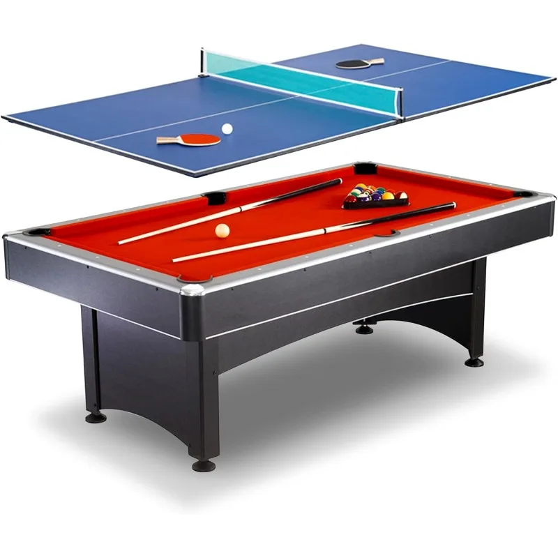 Hathaway Maverick 7-Foot Pool and Table Tennis Multi Game with Red Felt and Blue Table Tennis Surface. Includes Cues