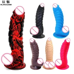 XXL Multicolor Dildo Dinosaur Scales Penis With Suction Cup Dildo Female Adult Sex Toys Real Huge Cock Strapon Big Dick Sex Shop