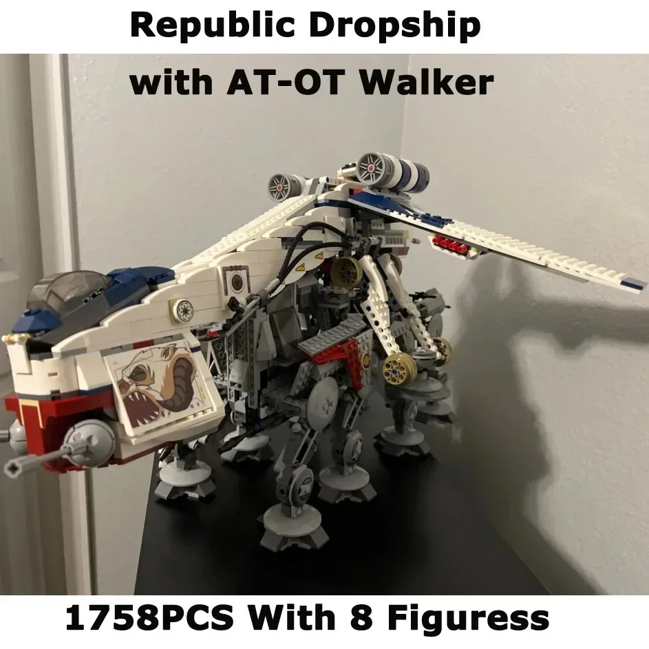 

1758PCS Republic Dropship Building Blocks Set Walker Compatible with 10195 Birthday Gift Educational Toy Bricks