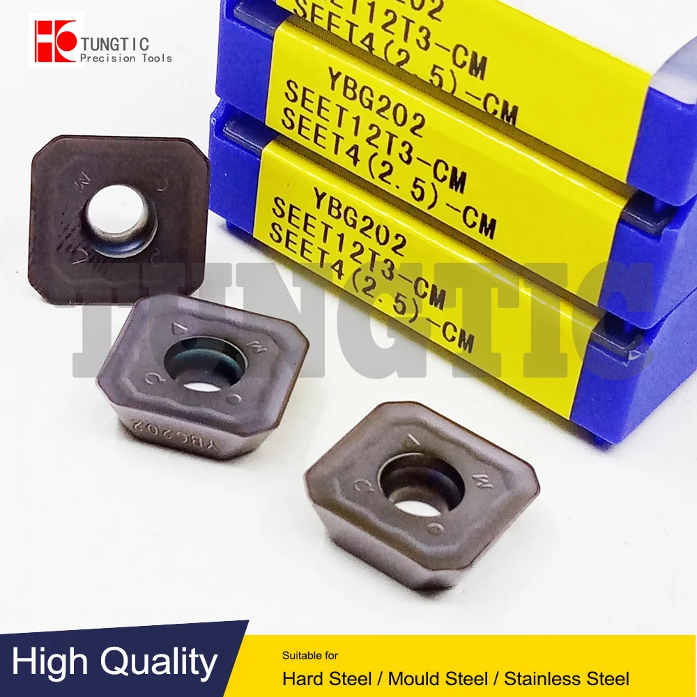 

SEET12T3-CM YBG202 YBG205 YBG302 YBG102 Lathe Machining Tools Lathe Cutting Tool Metal Turning Tools Inserts SEET 12T3