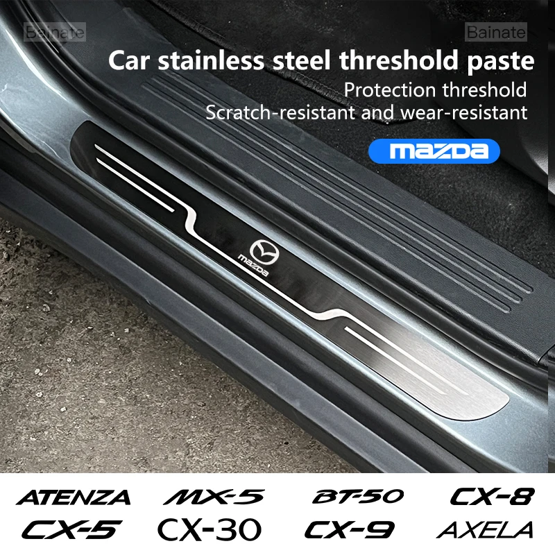 Nakładki progowe ze stali nierdzewnej na drzwi do MAZDY 3 6 CX-5 CX-5 CX-8 CX-9 CX-30 Atenza Axela MPS Skyactiv 2025 Akcesoria samochodowe