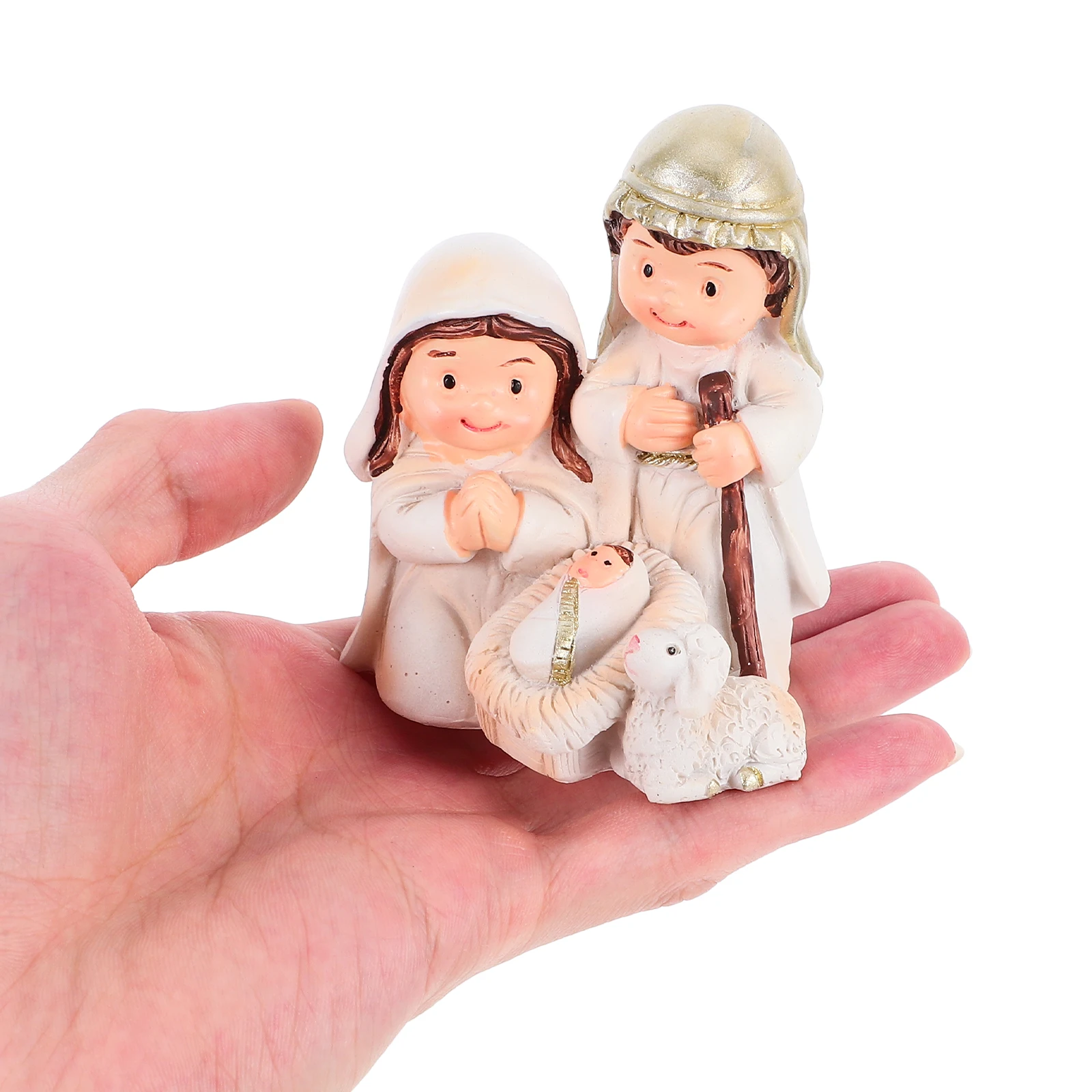

Baubles Christian Christmas Ornaments Statuette Jesus White Decorations Church Mini Nativity Manger Baby