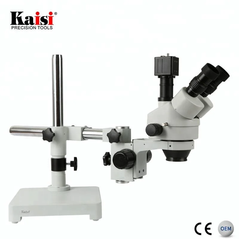 7X-45X Digital Zoom PCB Inspection VGA Stereo Trinocular Microscope With Crossed Holder