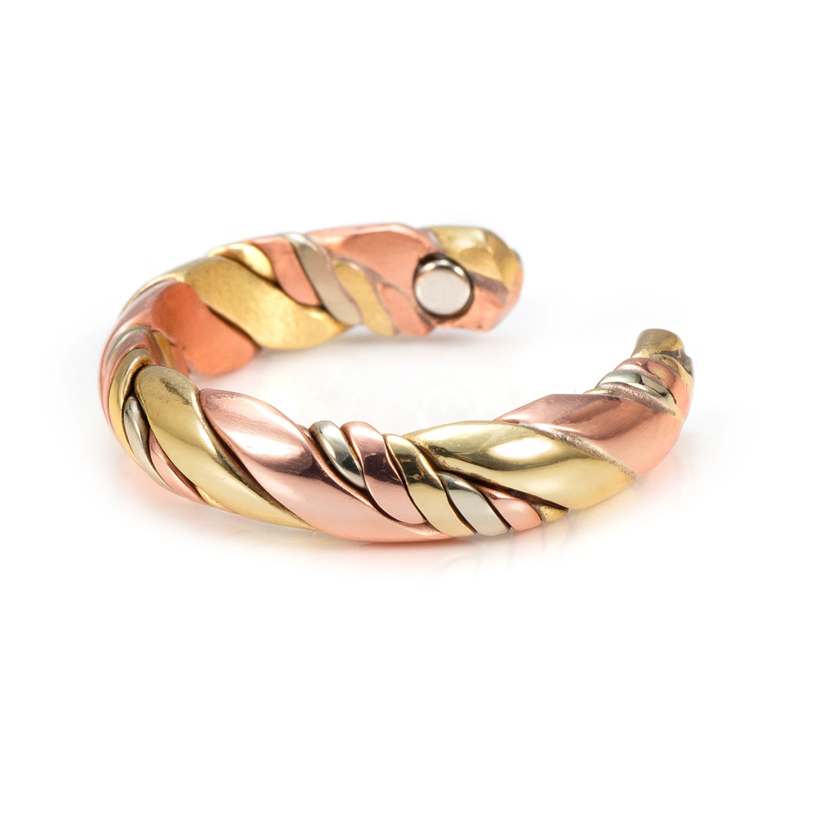 Wollet Tri Tone Braide Copper Rings for Women,Magnetic Ring with 3 Colors,99.9% Solid Pure Copper Ring with Adjustable Size,Gift