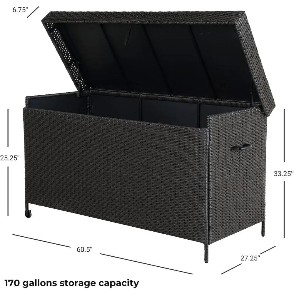 170 Gallon Deck Storages Boxs Deck Box Outdoor Storage Box Indoor Wicker Storage Bin Patio Storage Box for Patio Furniture