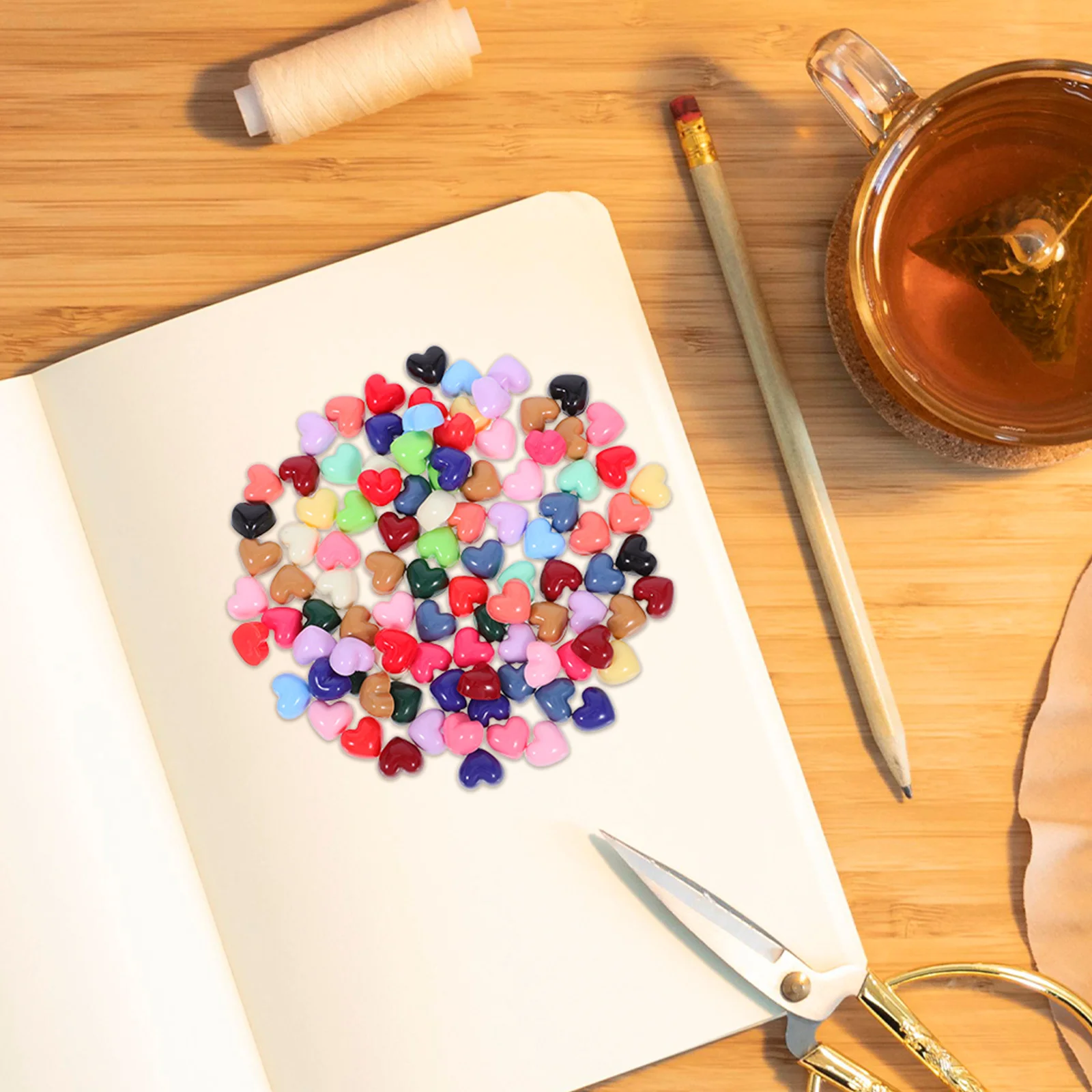 100Pcs Mini Heart Resin Flatback Charms Colorful Glossy Scrapbooking Hair Accessories DIY Craft Decorations Mini Resin Charms