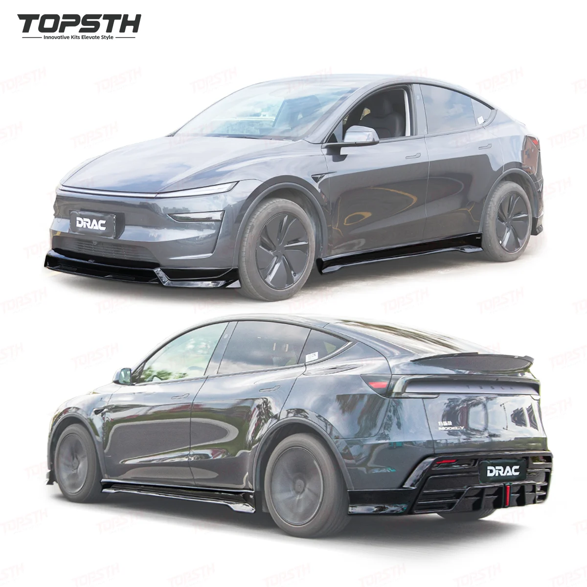 

Спортивный комплект кузова DRAC Style ABS для Tesla Model Y 2025+ Juniper, задний диффузор, боковые юбки, обновление передней губы