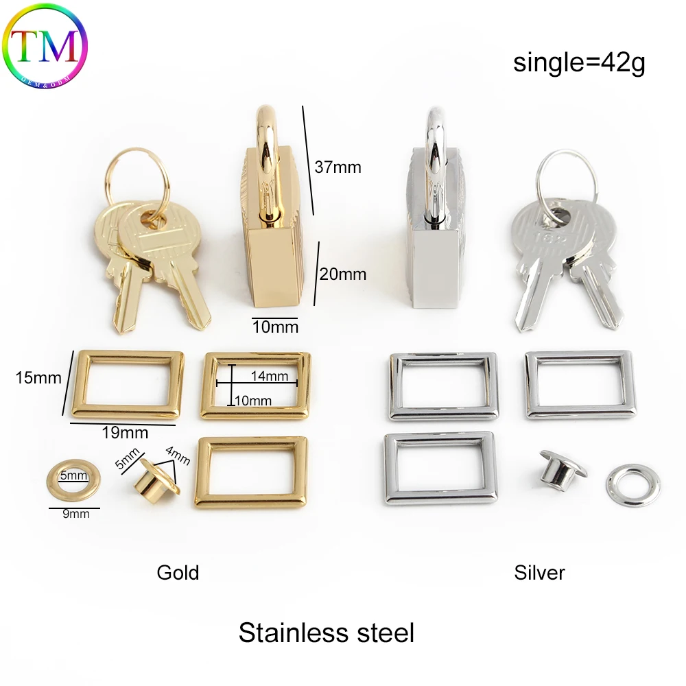 Silver Gold Black Stainless Steel Metal Rectangle Hanger Clasp Lock For DIY Craft Handbag Purse Bags Buckle Hardware Accessories