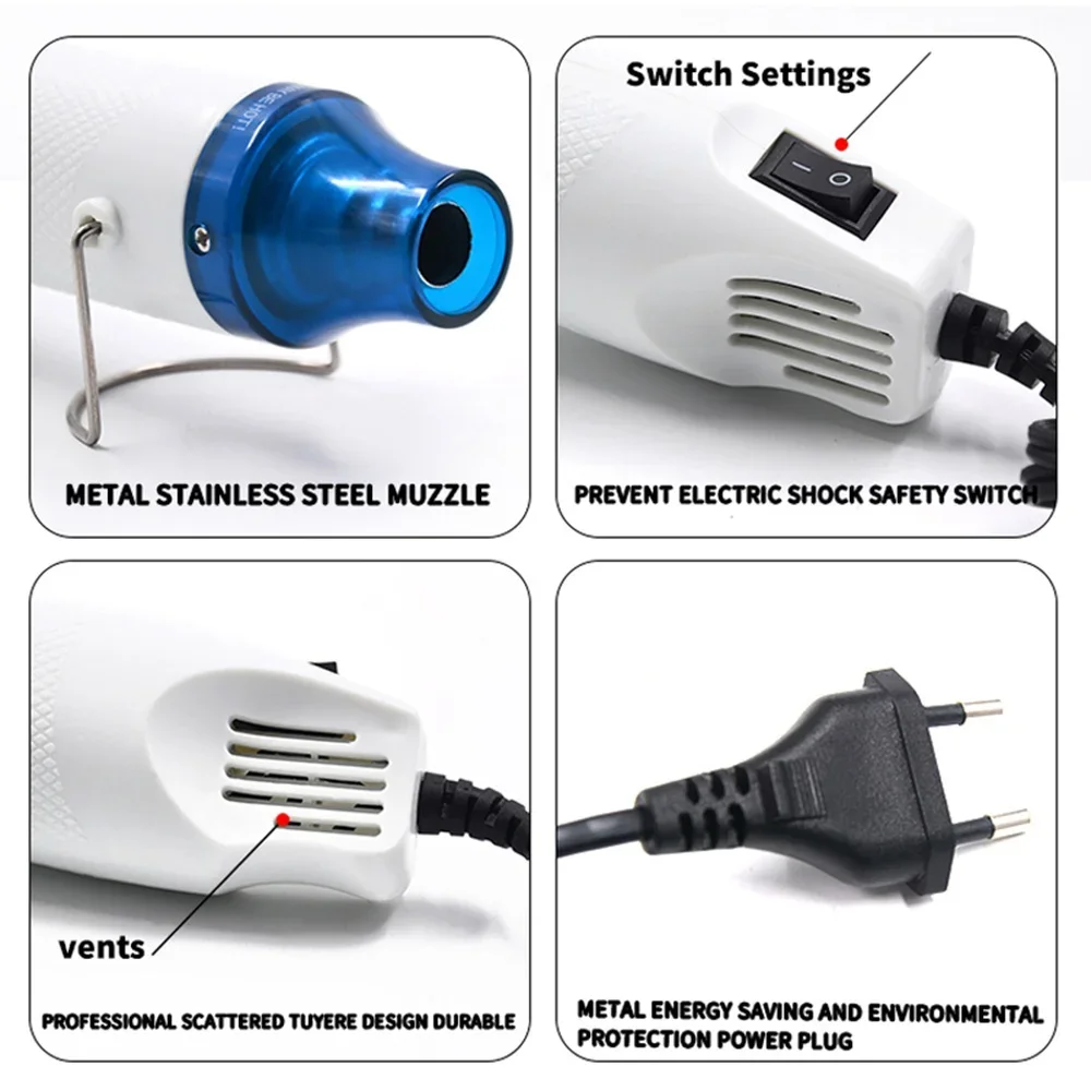 DIY Heat Gun 300W Hot Air Gun 110V 220V Electric Power Tool Temperature Gun With Stand And Shrink Tool For DIY Projects