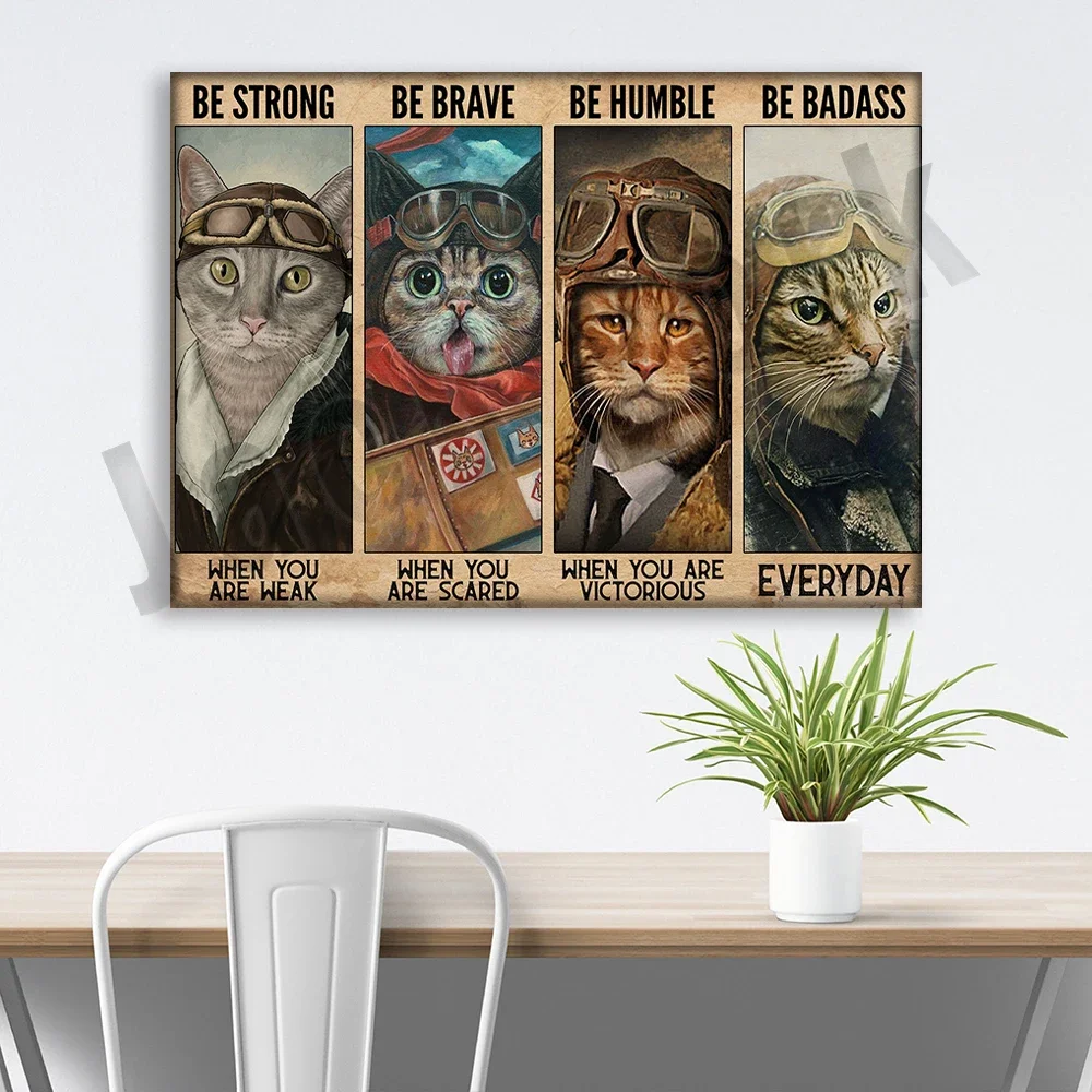 ملصق القطط الطيار الطائر القفز بالمظلات يكون قويًا عندما تكون ملصقًا ضعيفًا لتزيين الحياة المنزلية #2