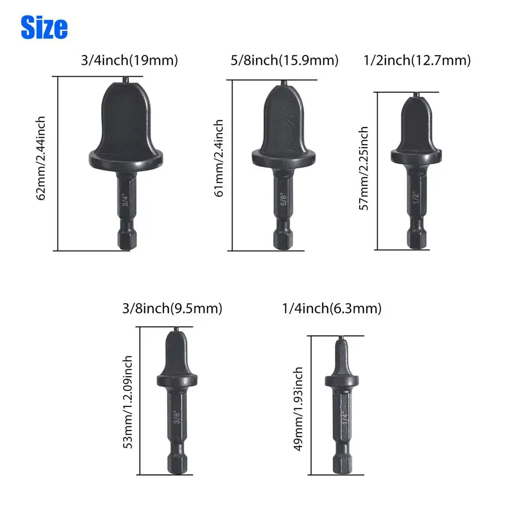 Ar condicionado cobre tubo expansor, resistente ao desgaste estampagem ferramenta, broca, tubulação queima conjunto, 5 tamanhos, atacado, 5pcs