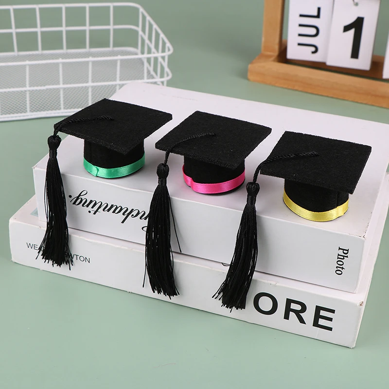 Mini Graduation Hat Doctoral Cap Costume Top Hat With Tassels For Doll Dress Up Accessories Doll Decoration