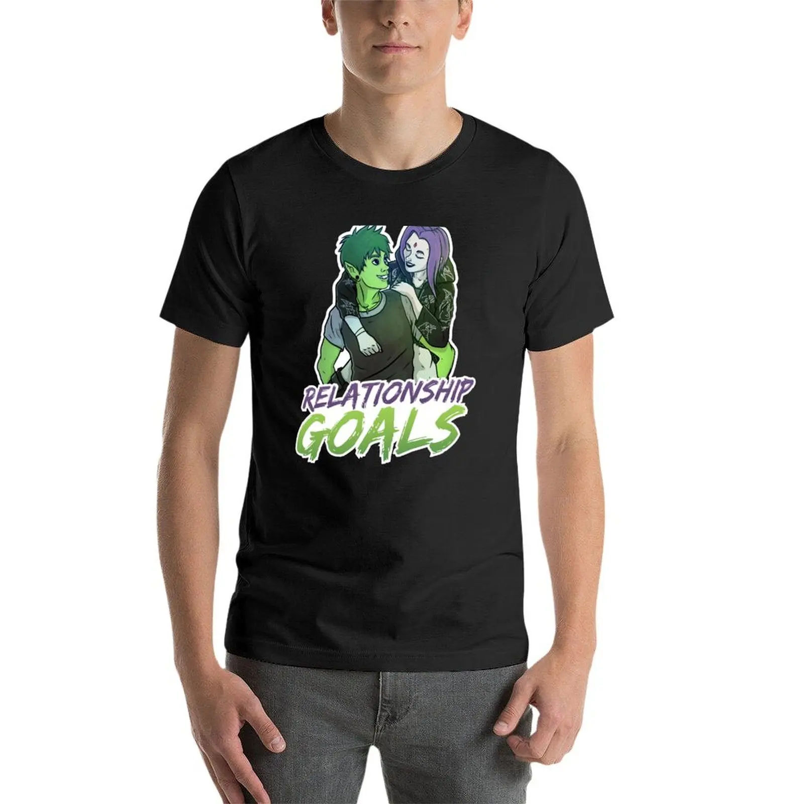 Beast Boy and Raven - Bbrae WNship Short T-Shirt pour Homme, T-Shirt Personnalisé, Vintage, Designer