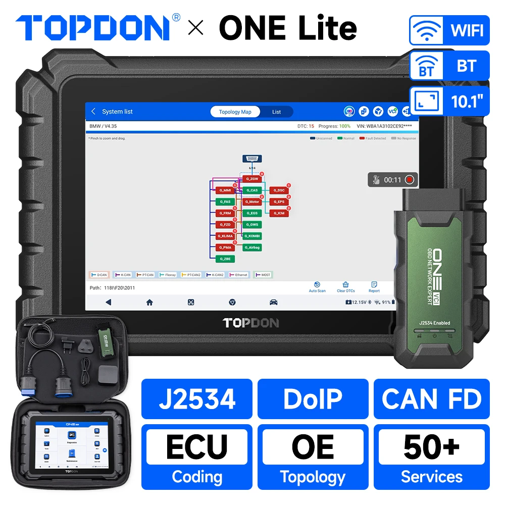 

Диагностический сканер TOPDON ONE Lite OBD2 для автомобилей, инструмент для диагностики авто, считыватель кодов OBD 2, активный тест, кодирование ЭБУ, топология OE