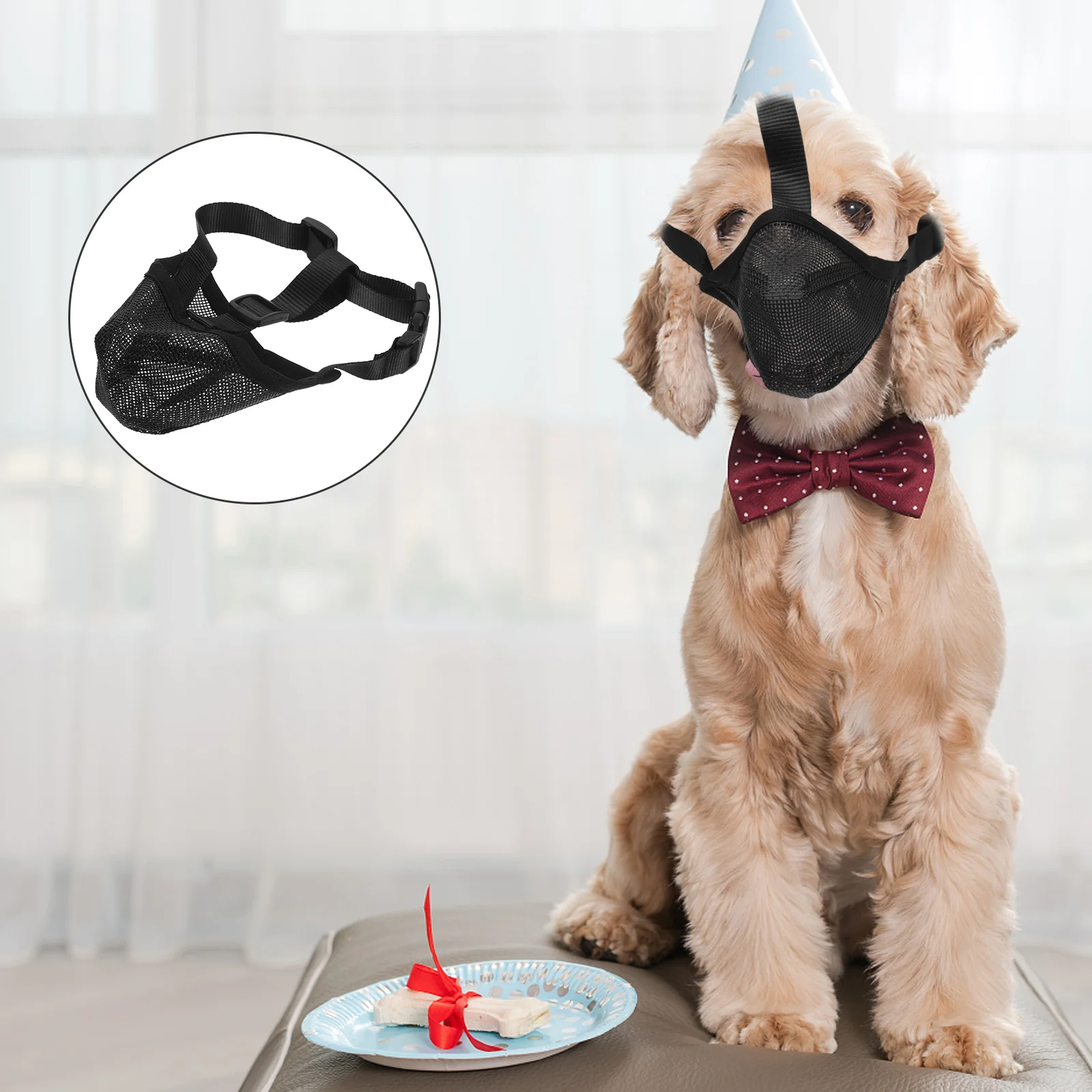 

Dog Mouth Cover Breathable Muzzle Mesh Size Anti Barking for Large Dogs Training Supplies Pet Accessories