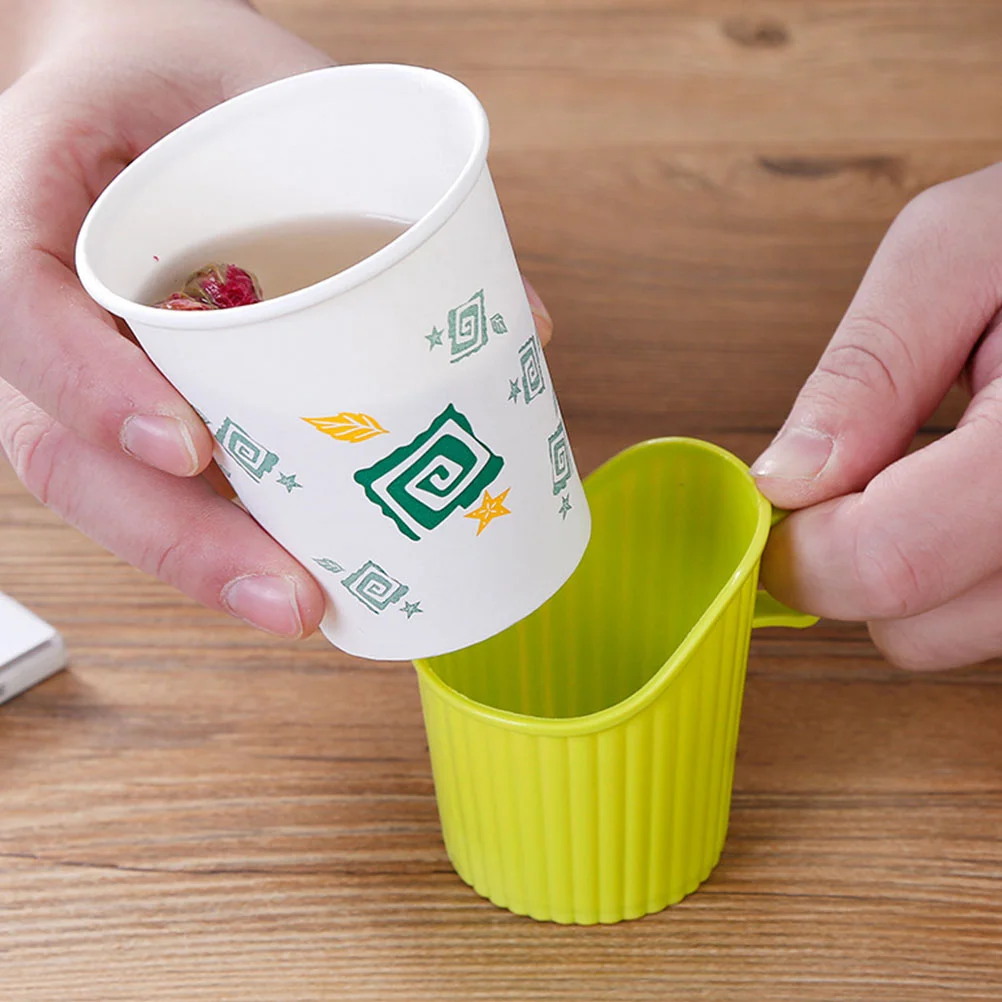 20 Pcs Disposable Paper Cup Holder Anti-scald Sleeve Coffee Portable Cups Multifunction Pp Mug Office Iced Tumbler