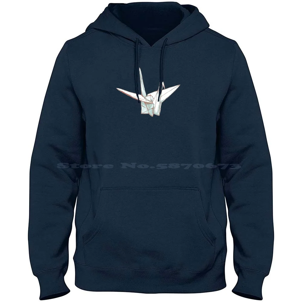 Paper Crane 100% Cotton Hoodie T Shirt Pen Inkwash Paper Orizuru Japanese Symbol Bird Peace Longevity Crane Drawing Animal