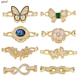 JUYA Luxury 18K Gold Plated Connectors Clasps Fasteners Paved CZ For DIY Needlework Ending Beaded Jewelry Making Accessories