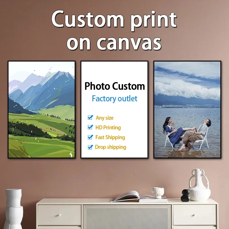 Custom Painting Canvas HD Print Customized Your Picture Personalized Wall Art Poster Photos for Living Room Home Decor