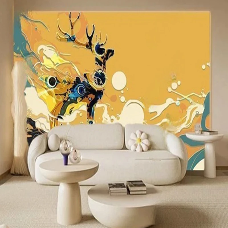 

Custom Wall paper 3D Abstract Oil Painting Cartoon Deer Wall Mural Living Room Children's Room Backdrop Home Decor Painting