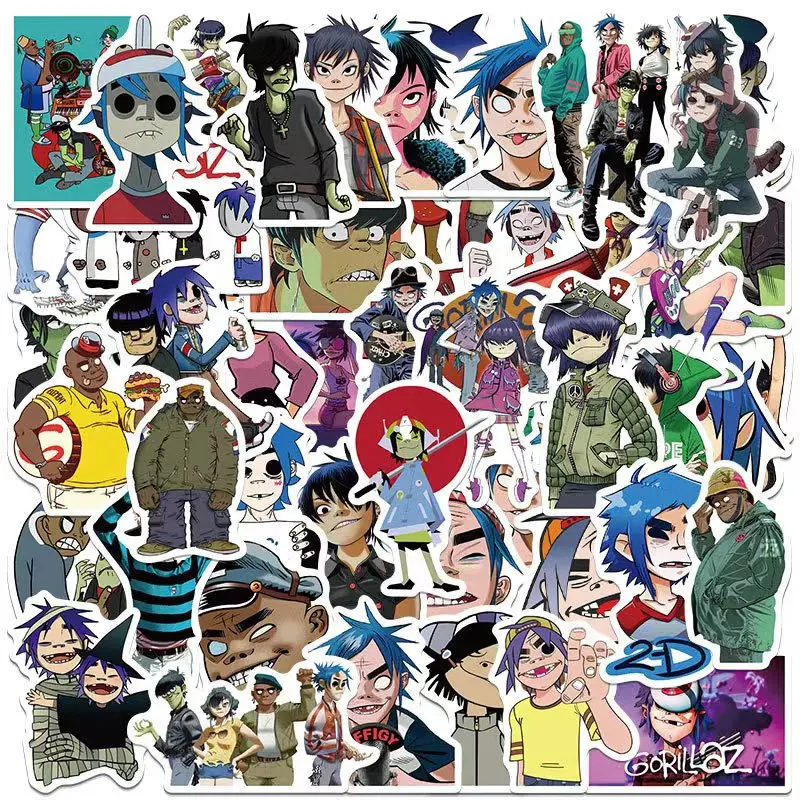 Gorillaz-Moda Graffiti Adesivos, Banda De Música, Skate, Guitarra, Mala, Congelador, Motocicleta, Brinquedo Clássico, Presente, 50Pcs