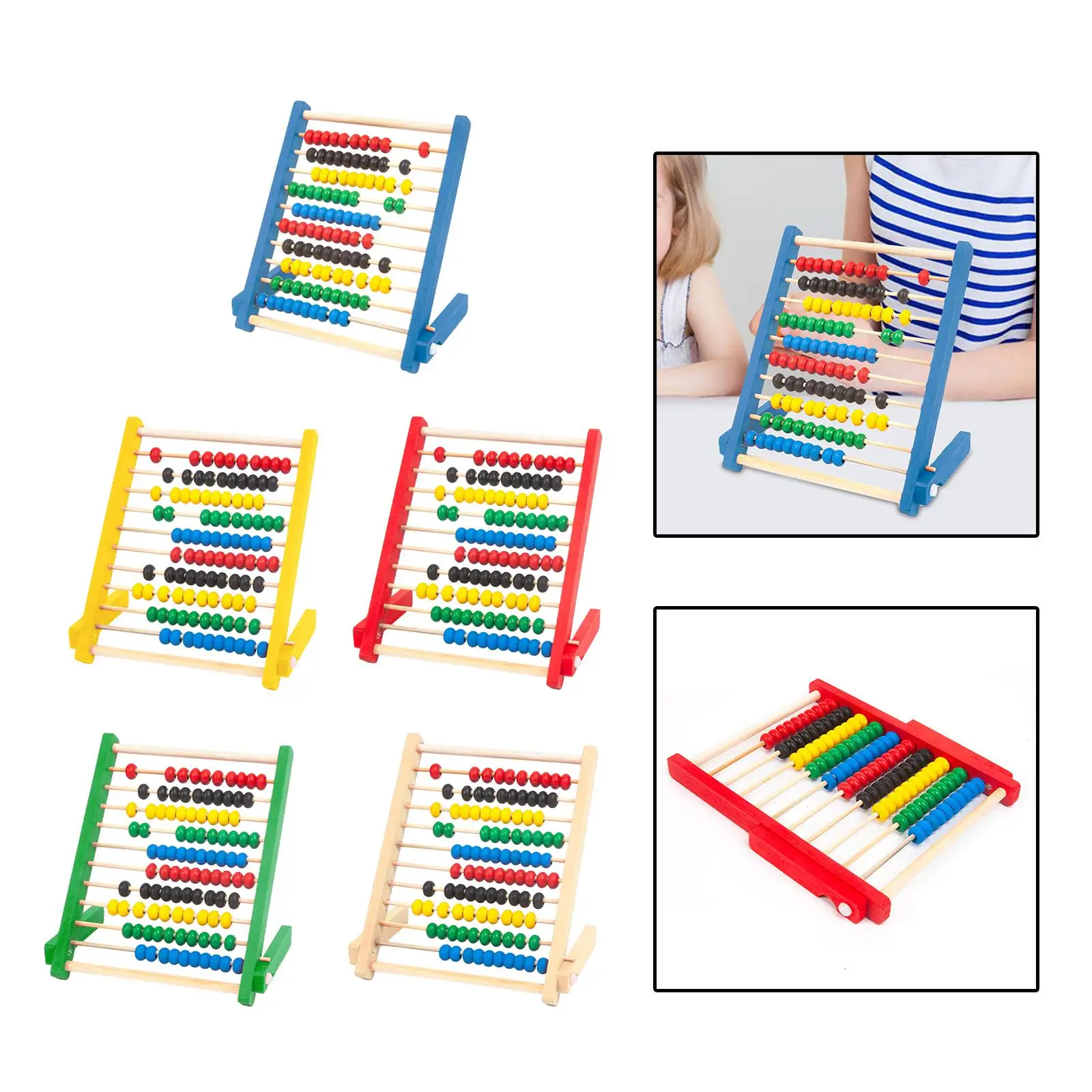 Classic Wooden Math Game Toy Educational Counting Kids Wooden Abacus Toy