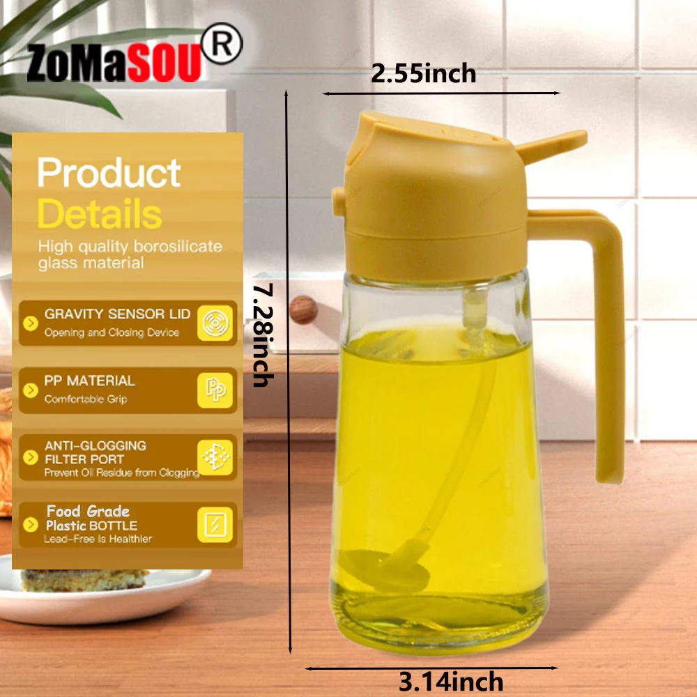 1-4Pcs 2in1 Oil Sprayer Bottle Plastic BBQ Cooking Oil Dispenser Olive Oil Pourers Sprayer Kitchen Baking Mister Vinegar Bottle