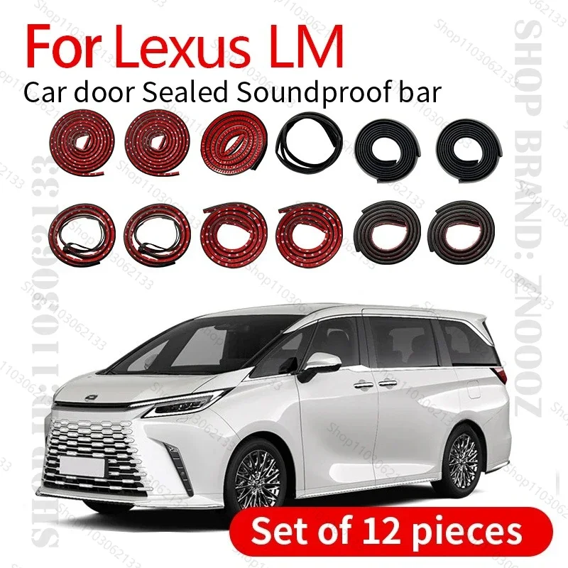 Car Door Seal Strip Rubber Double Layer Sealing Protector Soundproof Strip Dustproof Seal Strip 12PCS Set For Lexus LM AH30/AH50