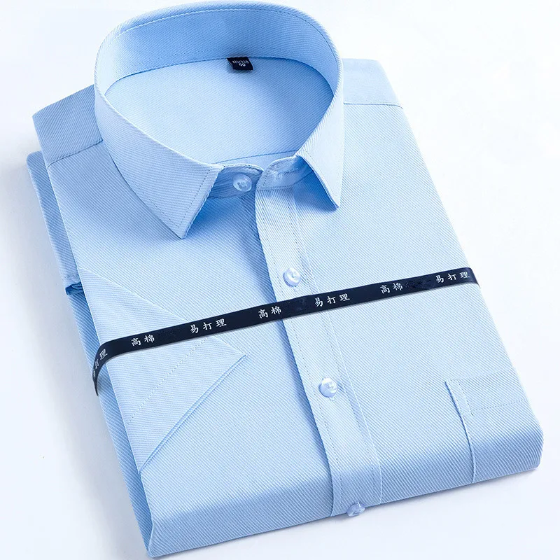 7XL Plus Size Men's Short Sleeve Shirt Summer Classic Casual Solid Stripe Business Dress Formal Fashion Leisure Social Clothes