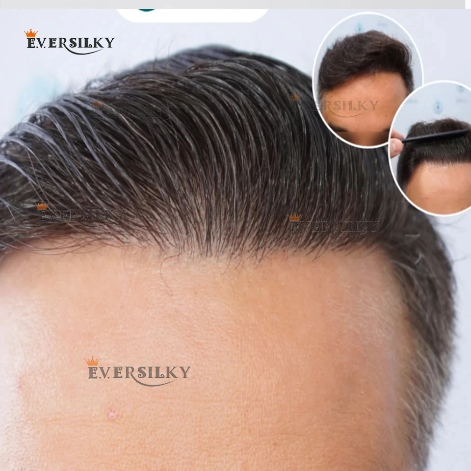 

Реалистичный ультратонкий парик-накладка V-loop 0,02 мм, 80% плотность, с натуральной линией роста волос, серо-коричневый, из натуральных человеческих волос, для мужчин