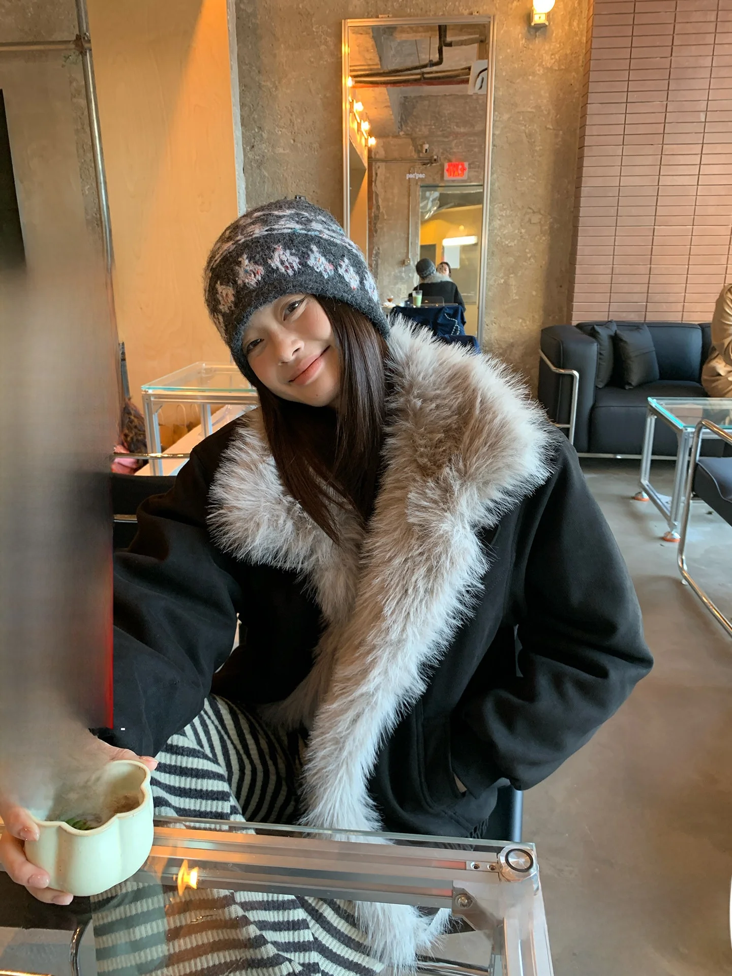 

Bla Fur Trimmed Thiened Cotton Jaet Women's Winter Outerwear Unique Design Commute Sle Long Sve Warm Coat