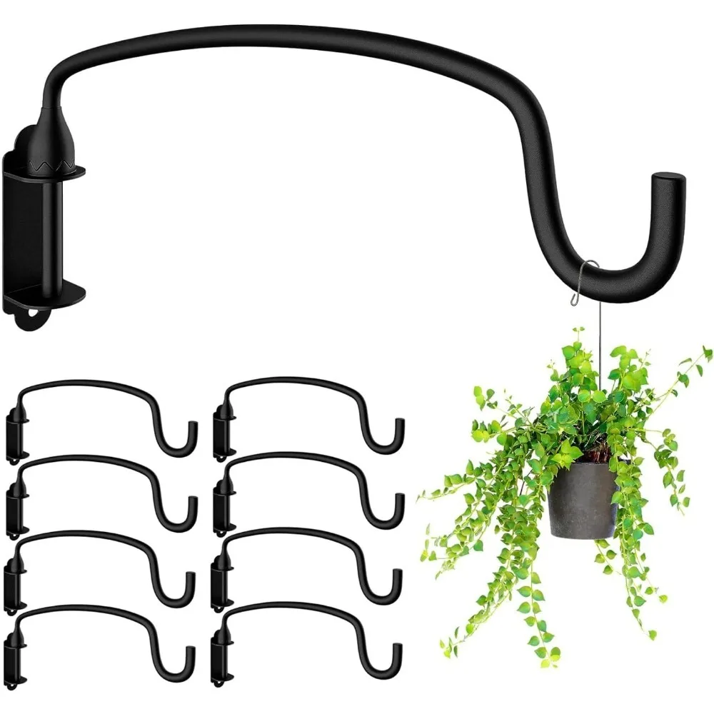 

Hanging Plant Bracket Wall Mounted Hook Set of 8 for Flower Bird Feeder Lantern Rust Resistant Metal 12 Inch