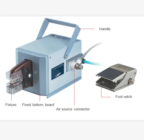 Máquina prensadora de terminales de terminal de cable neumático HC-02, máquina tipo movimiento de gas