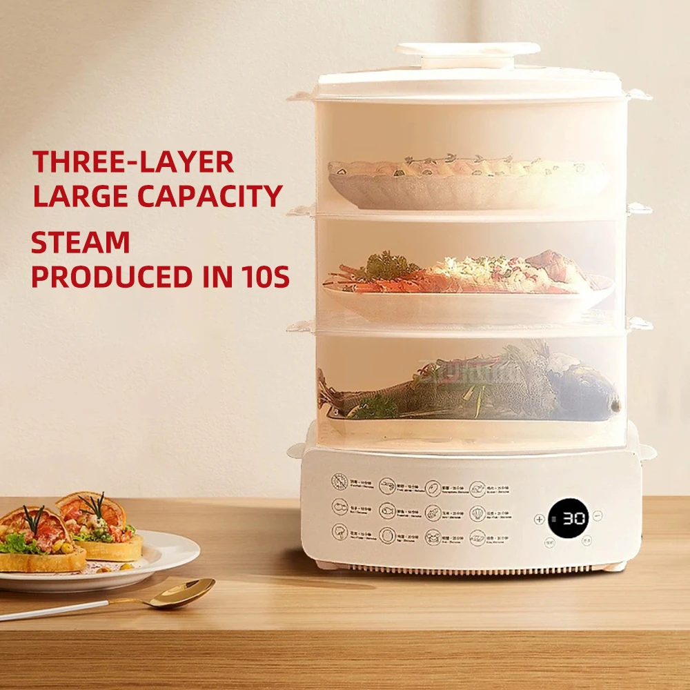 Cuiseur à vapeur électrique de cuisine, marmite à vapeur domestique de grande capacité, Machine à petit déjeuner tactile intelligente