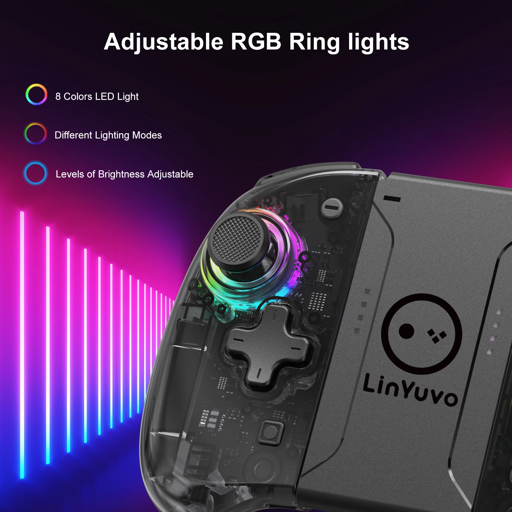 LinYuvo KS37B Joypad الاستيقاظ التلقائي مع بلوتوث الحسية الجسدية ستة محاور متوافقة مع نينتندو سويتش/سويتش OLED Joypad