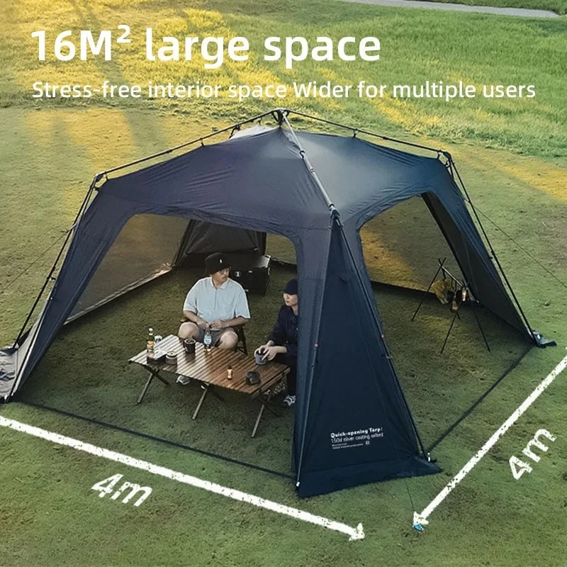 Waterproof Camping Tent Silver Plated Canopy Extra Large Quick Setup Sunproof Camping Auto Dome