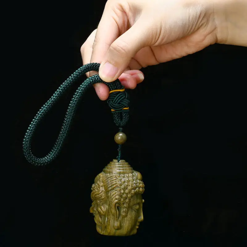 Argentina Green Sandalwood Carving Crafts Hand-carved Buddha Magic Hand-held Buddha Head Pendant for Hand Play Home Decoration