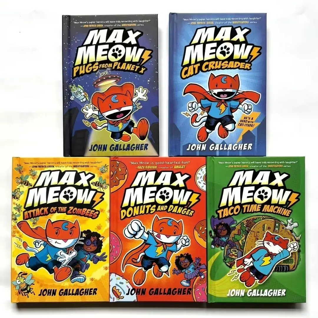 

Веселый полноцветный комикс Max Meow Volume 1-5, Max Cat, полноцветный комикс с картинками, издание в твердом переплете, английский язык