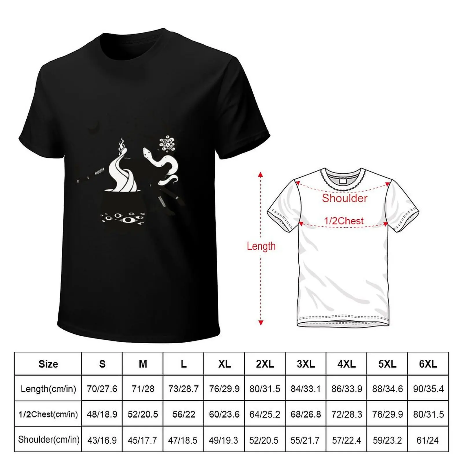 Black Cat Witch With Cauldron, Gothic Art T-Shirt Breathable Sportswear T-Shirt for Men