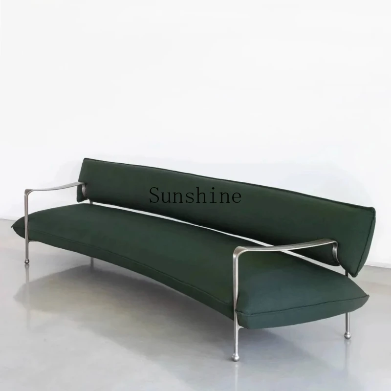 

Italian light luxury minimalist stainless steel metal villa curved sofa