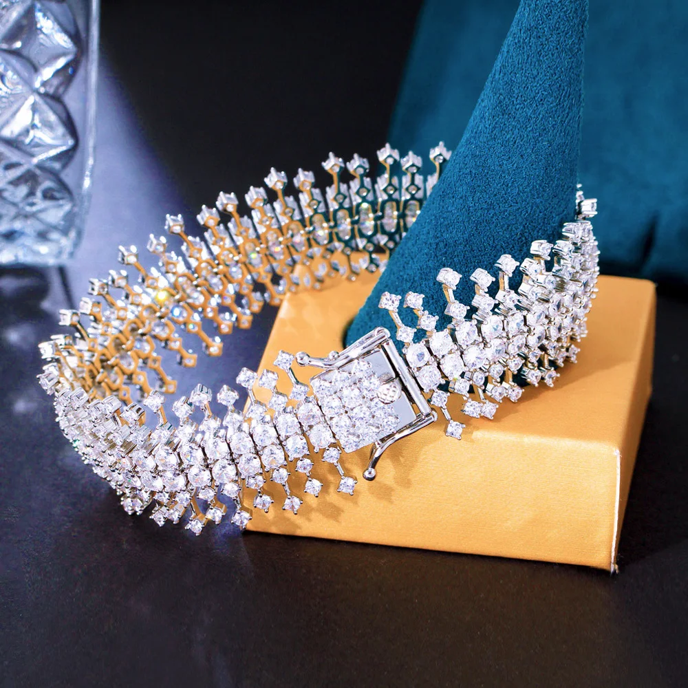 

Роскошные широкие браслеты Pera Top, многослойные, высококачественные, с цирконами, супер блестящие, женские, свадебные, Pulseras Mujer B059